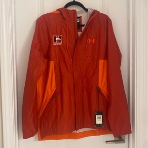 Under Armour Cloudstrike Shell Jacket Mens M Orange Full Zip Storm Proof Rain